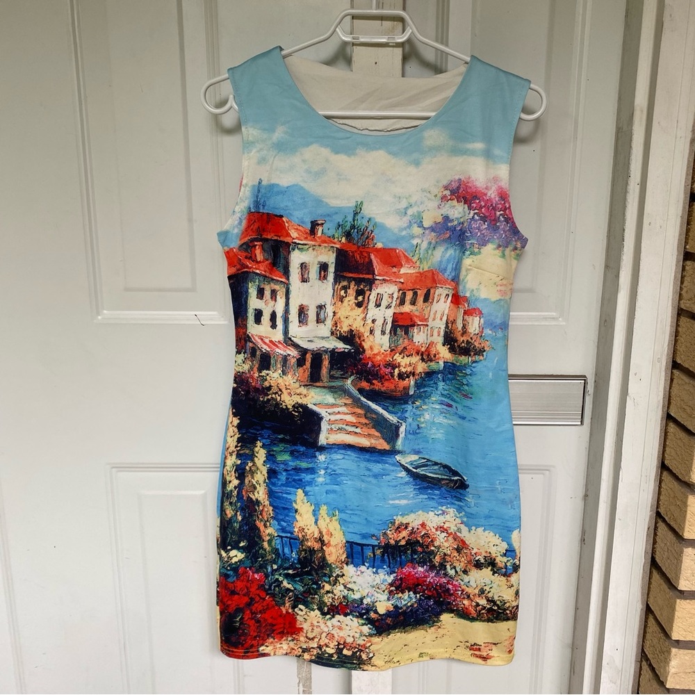 Women's Colorful Dress With Artistic Design Size Small